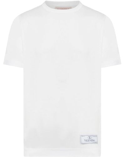Valentino Garavani T-shirt in cotone con etichetta sartoriale maison - Bianco