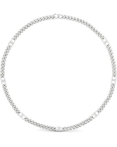 Celine Small Gourmette Triomphe Necklace In Brass With Silver Rhodium Finish - White