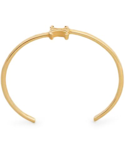 Celine Triomphe Asymmetric Rigid Bracelet In Brass Gold Finish - Metallic