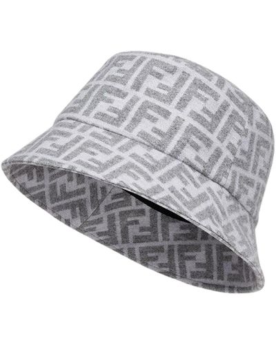 Fendi Logo-print Stretch Wool Bucket Hat - Gray