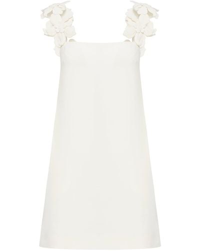 Valentino Garavani Short Dress With Straps In Embroidered Crepe Couture - White