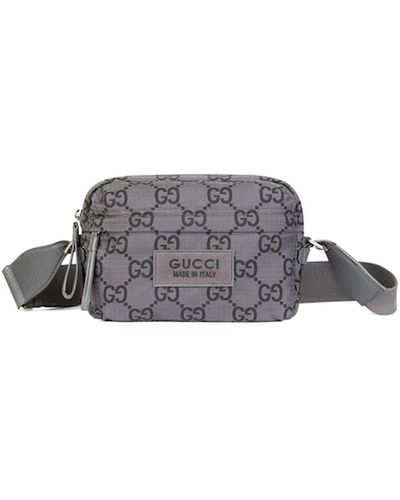 Gucci Medium Size gg Polyester Shoulder Bag - Gray