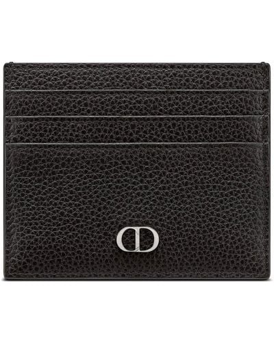 Dior Card Holder 6 Grained Calf Cd Icon - Black