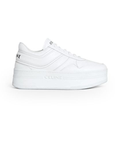 Celine Trainer Block With Wedge In Calf Leather - White