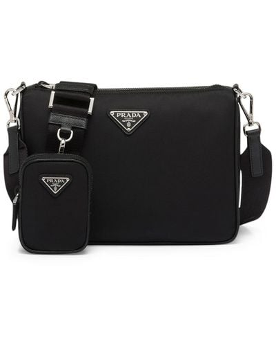 Prada Shoulder Bag In Re-nylon And Saffiano - Black