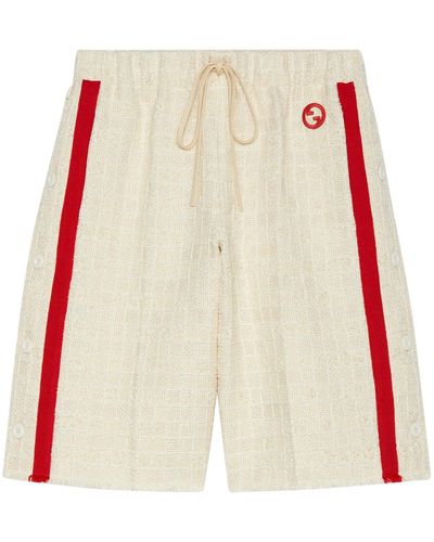 Gucci Shorts In Cotton Twill With Patch - Red