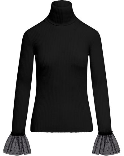 Red(V) Turtleneck Sweater - Black