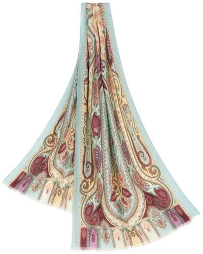 Etro Printed Cashmere And Silk Scarf - White