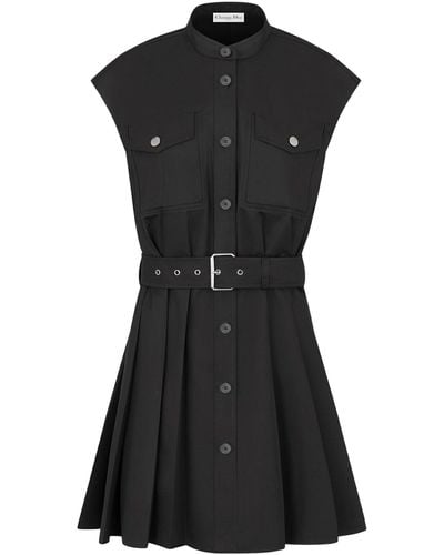 Dior Short Dress In Cotton Gabardine - Black