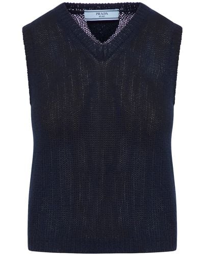 Prada Gilet Sweater Cashmere F.5 - Blue