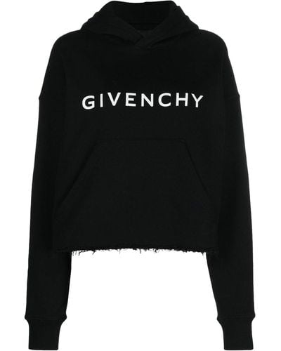 Givenchy Brushed Cotton Cropped Hoodie - Black
