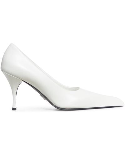 Prada 85 Leather Court Shoes - Women's - Calf Leather - White