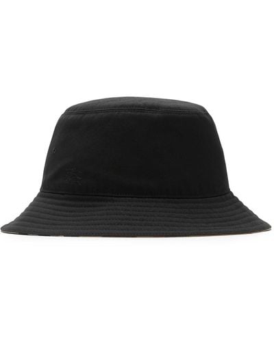 Burberry Reversible Cotton Blend Bucket Hat - Black