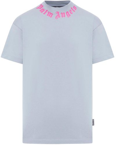 Palm Angels T-shirt con logo sul collo - Bianco