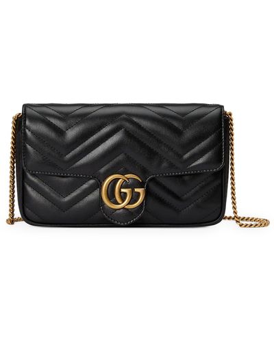 Gucci GG Marmont Mini Wallet With Chain And Card Holder - Black