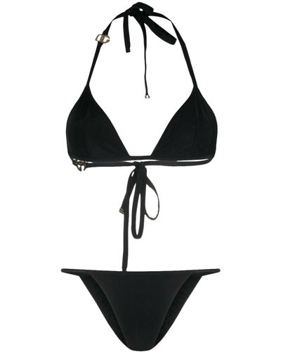 Dolce & Gabbana Bikini a triangolo con logo - Nero