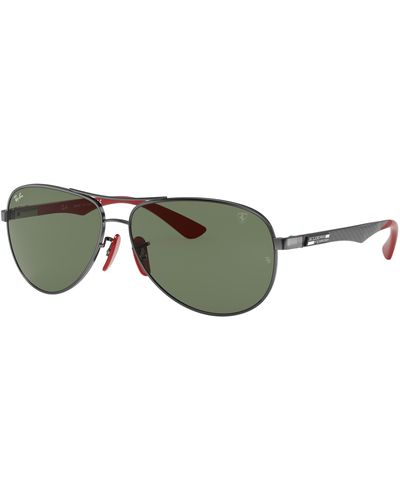 Ray-Ban Rb8313m Scuderia Ferrari Collection Aviator Sunglasses - Green