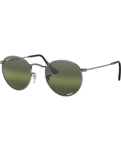 Ray-Ban Round metal chromance gafas de sol montura plateado lentes polarizados - Negro