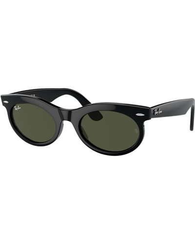 Ray-Ban Wayfarer oval lunettes de soleil monture verres vert - Noir