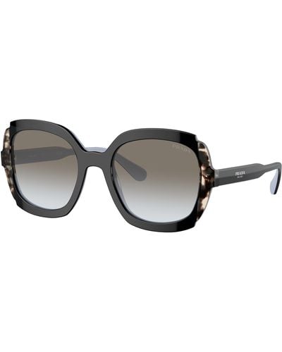 Prada Heritage Round Frame Sunglasses - Black