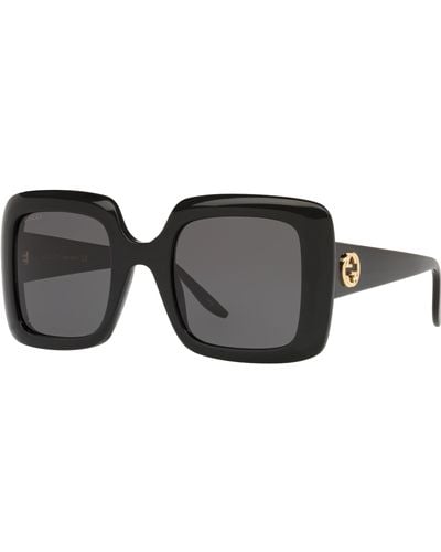 Gucci Lunettes de soleilForme carréeBranches monogrammées - Noir