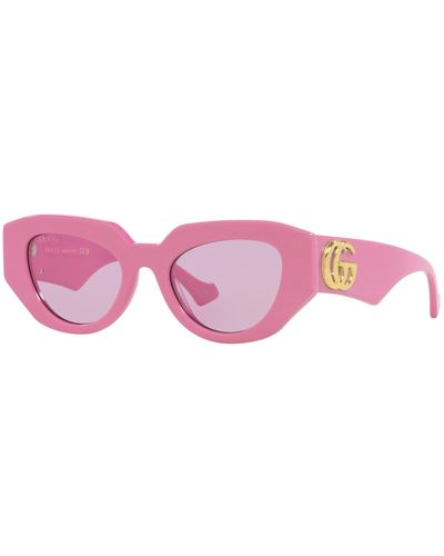 Gucci Rosa cateye sonnenbrille für frauen mit logo-geprägten bügeln - Pink