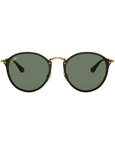 Ray-Ban BLAZE ROUND Gafas de sol Oro Montura Verde Lentes 59-14 - Negro