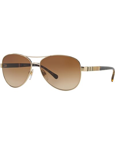 Burberry Mirrored Steel Aviator Sunglasses - Metallic