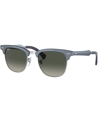 Ray-Ban Clubmaster Aluminum Sunglasses Blue Frame Grey Lenses 51-21 - Black