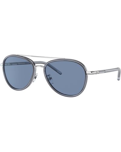 Tory Burch Eleanor Pilot Sunglasses - Blue