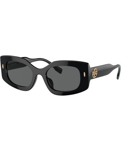 Tory Burch Miller Pushed Rectangle Sunglasses - Black