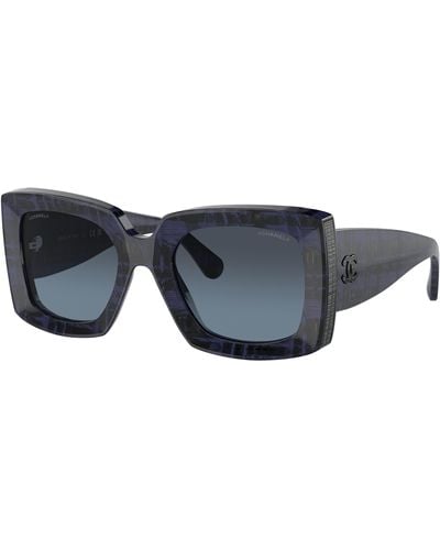 Chanel Sunglass Rectangle Sunglasses Ch5435 - Black