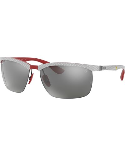 Ray-Ban Rb8324m Scuderia Ferrari Collection Sunglasses Gray Frame Silver Lenses 63-15 - Black