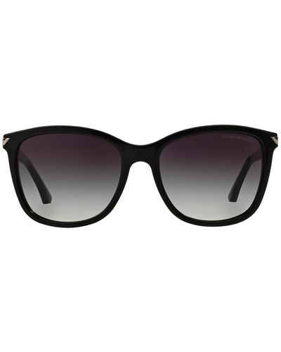 Emporio Armani Ea4060f Low Bridge Fit Square Sunglasses - Black