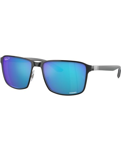 Ray-Ban Rb3721ch chromance lunettes de soleil monture verres bleu polarisé - Noir