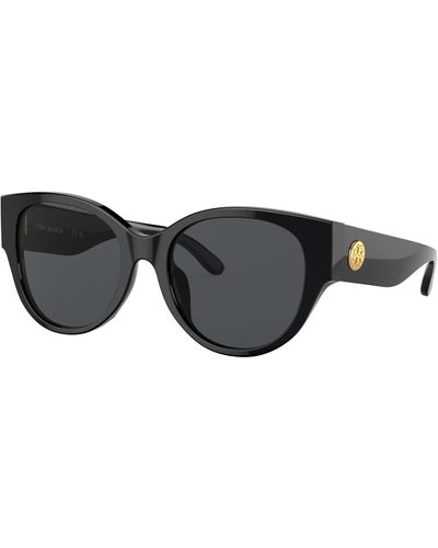 Tory Burch Gray Cat Eye Sunglasses Ty7182u 170987 54 - Black