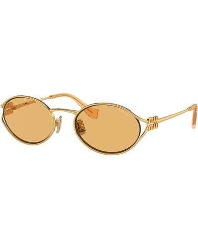 Miu Miu Mu52ys Orange Lens Metal Sunglasses - Black