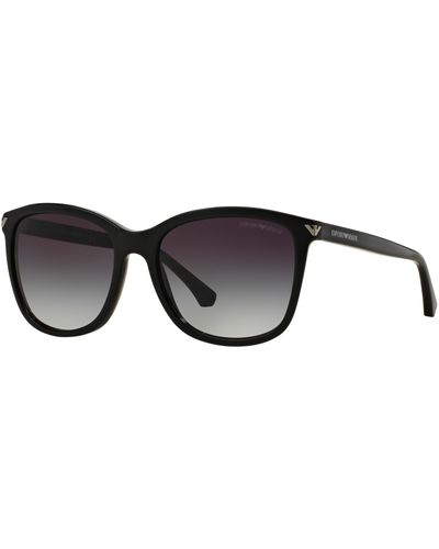 Emporio Armani Ea4060f Low Bridge Fit Square Sunglasses - Black