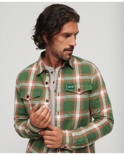 Superdry Organic Cotton Worker Check Shirt - Green