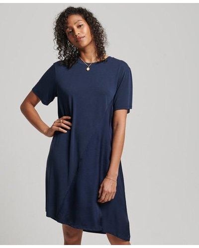 Superdry Fabric Mix Dress - Blue