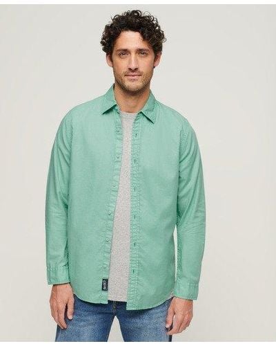 Superdry Overdyed Organic Cotton Long Sleeve Shirt - Green