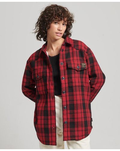 Superdry Borg Flannel Check Overshirt Red / Red Check