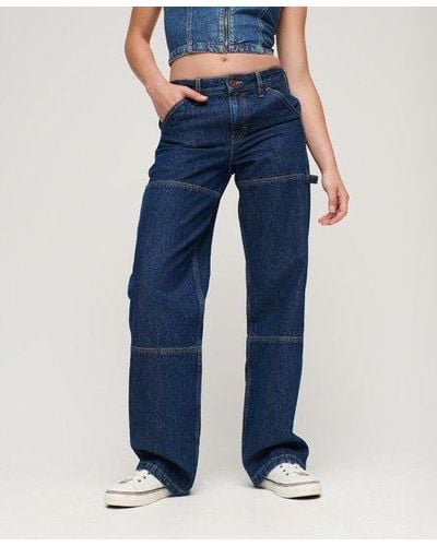 Superdry Organic Cotton Mid Rise Denim Carpenter Jeans - Blue