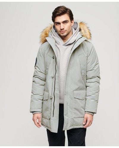 Superdry Everest Faux Fur Hooded Parka Coat - Gray
