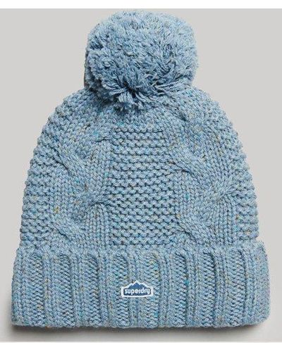 Superdry Cable Knit Bobble Beanie - Blue