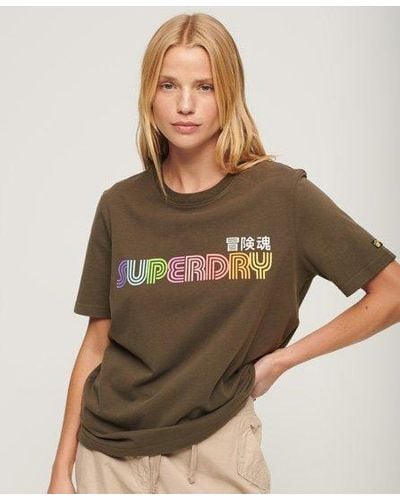 Superdry Vintage Retro Rainbow T-shirt - Brown