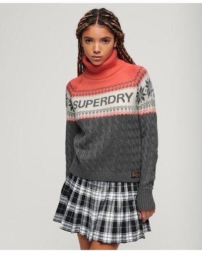Superdry Classic Knitted Aspen Ski Knit Sweater - Gray