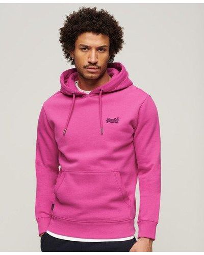 Superdry Slim Fit Essential Logo Hoodie - Pink