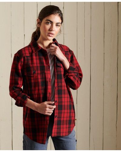 Superdry Check Overshirt - Red