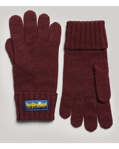 Superdry Wool Blend Radar Gloves - Red